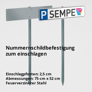 Einschlagständer aus verzinktem Stahl - Nummernschild Befestigung zum Einschlagen