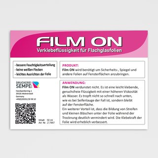 Film ON Verklebefl&uuml;ssigkeit f&uuml;r Flachglasfolien 50 ml